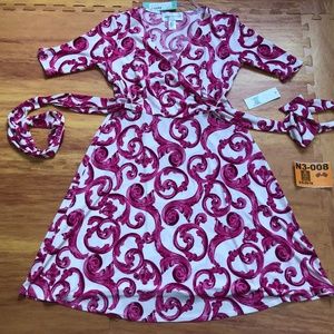 Donna Morgan Faux Wrap Dress 3/4 Sleeve Size 4P